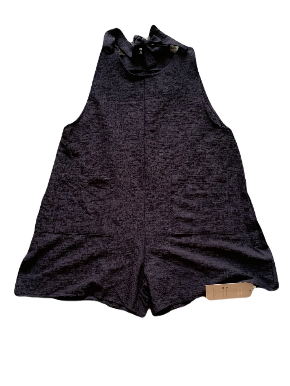 NWT Emery Rose Large Black Halter Romper Jumpsuit Classic Minimalist Summer
